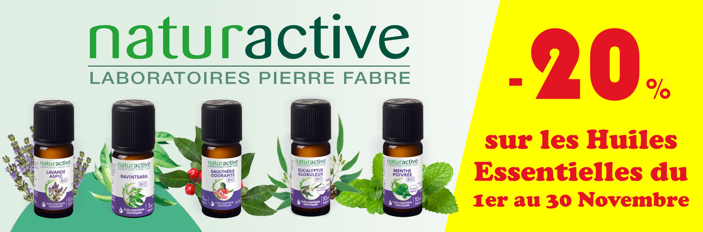 Remise immédiate de 20 % sur les HE Naturactive sur novembre 2025